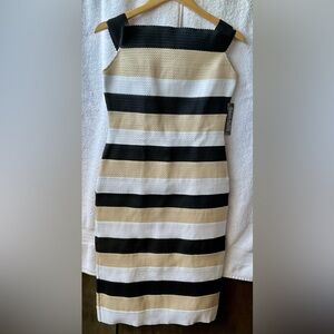 New York & Company Black and White Sleeveless Sheath Dress